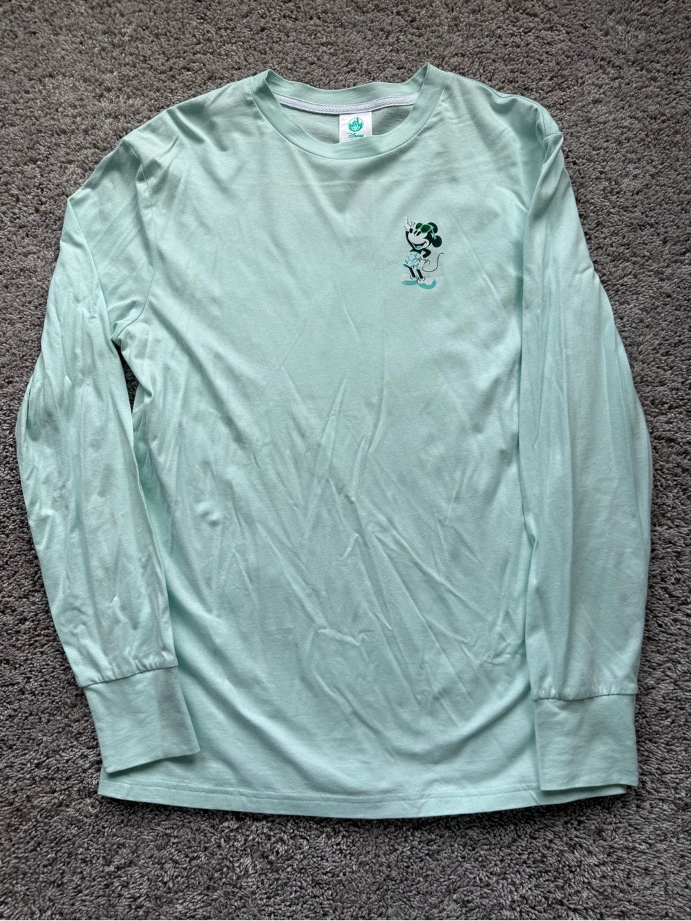 Disney Mint Green Long Sleeve Tee with Minnie Graphic